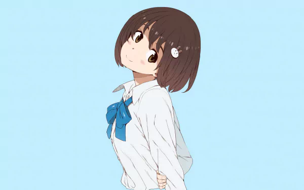 Mizuki Usami from Kono Bijutsubu ni wa Mondai ga Aru! is depicted in this HD anime wallpaper, showcasing her charming expression against a light blue background.