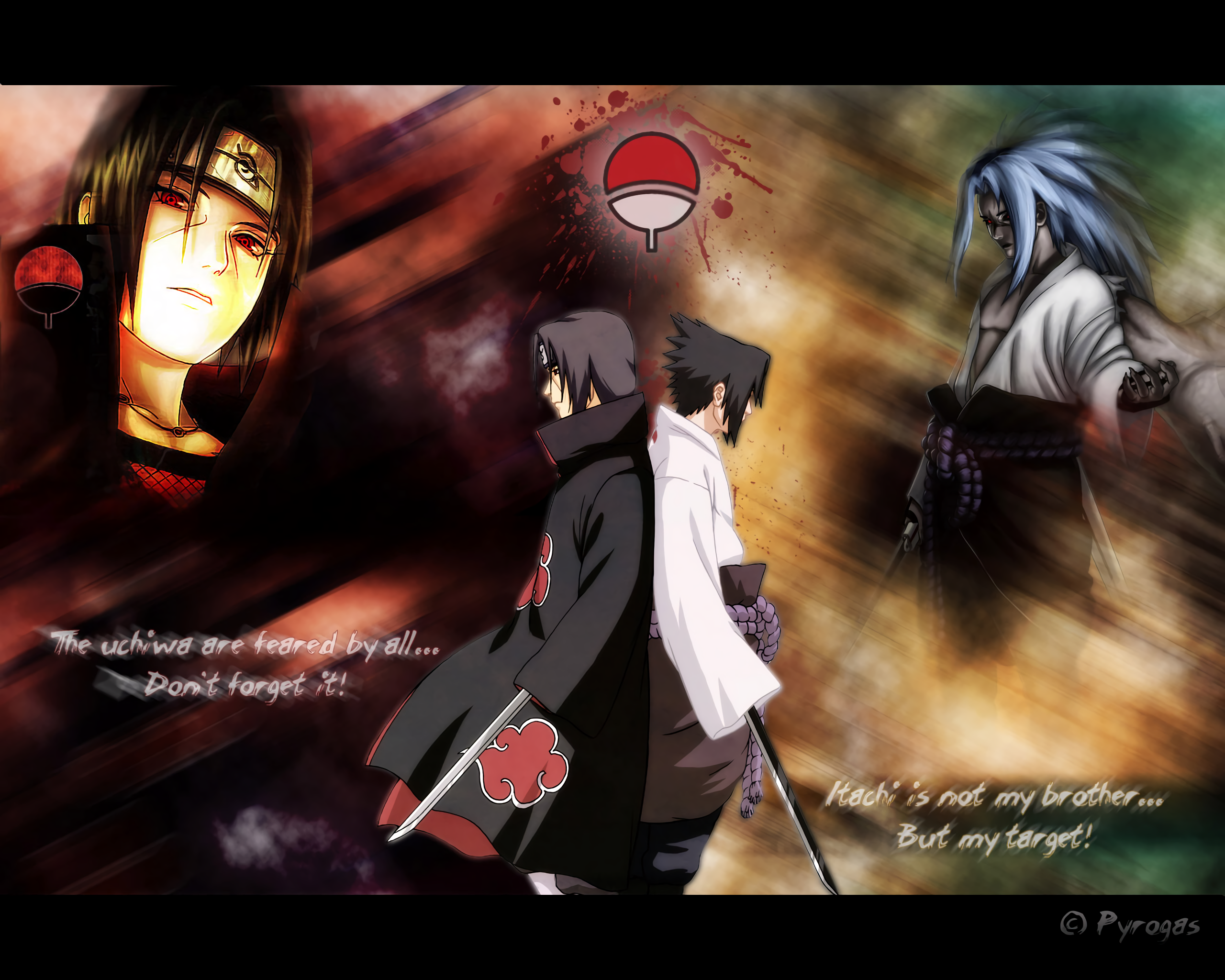 Sasuke and Itachi Uchiha confronting each other.