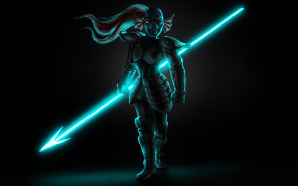 Video Game Undertale Undyne Glow Armor Smile Teeth Boots Spear Weapon Eye Patch Glove HD Wallpaper | Background Image