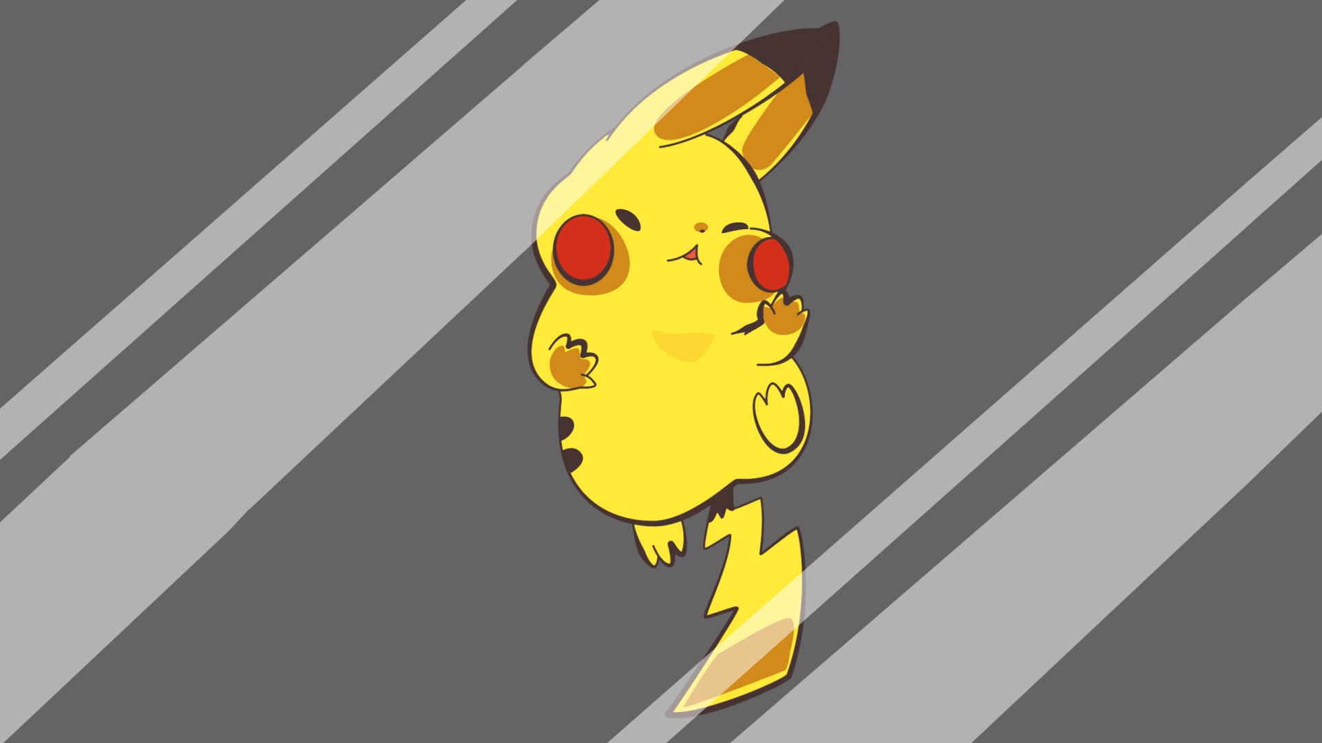 A vibrant HD wallpaper featuring Pikachu, the iconic Pokémon character, set against a stylish gray background, perfect for anime fans and Pokémon enthusiasts.
