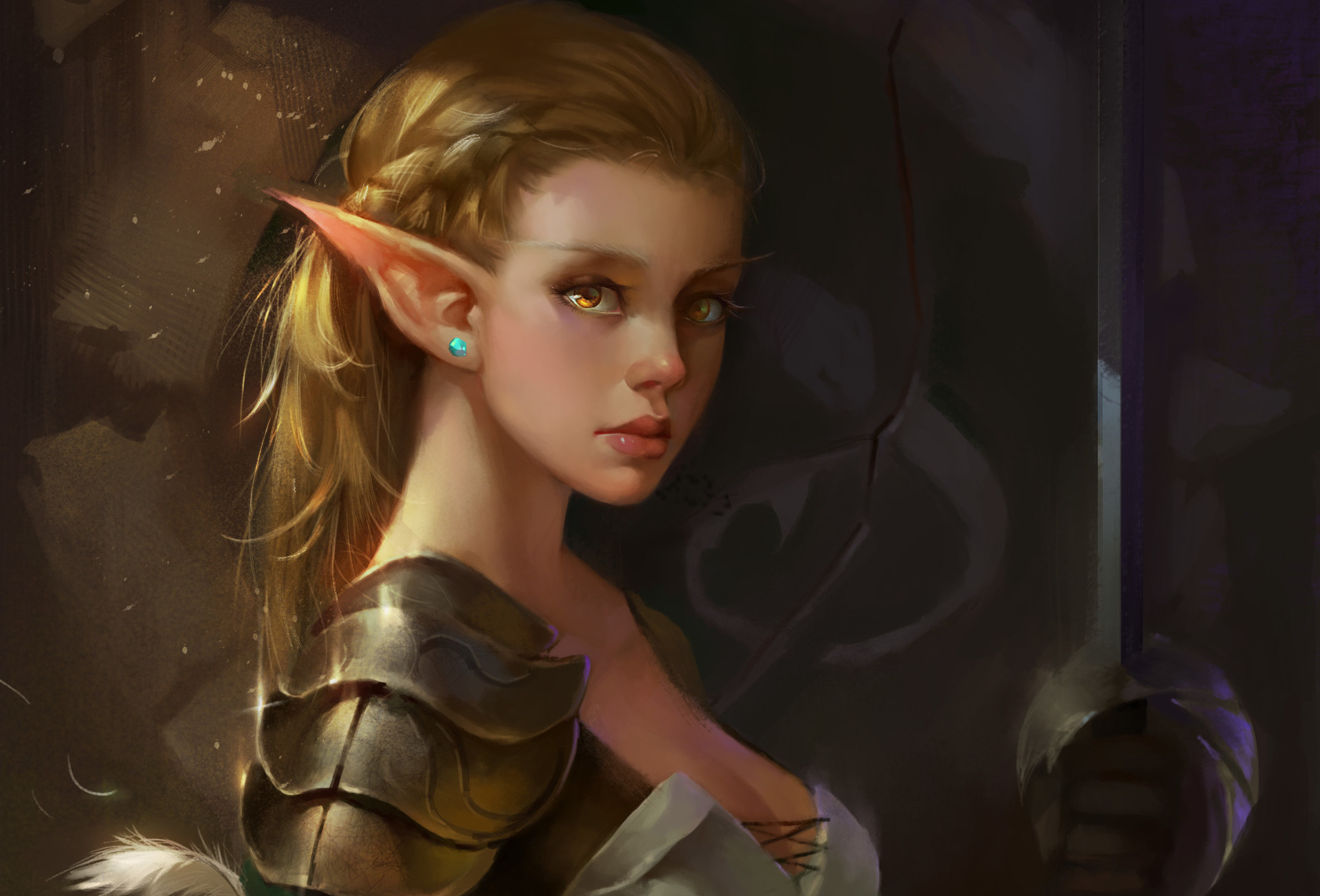 Download Sword Pointed Ears Yellow Eyes Blonde Elf Woman Warrior ...