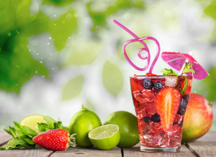 lime strawberry straw glass food drink HD Desktop Wallpaper | Background Image