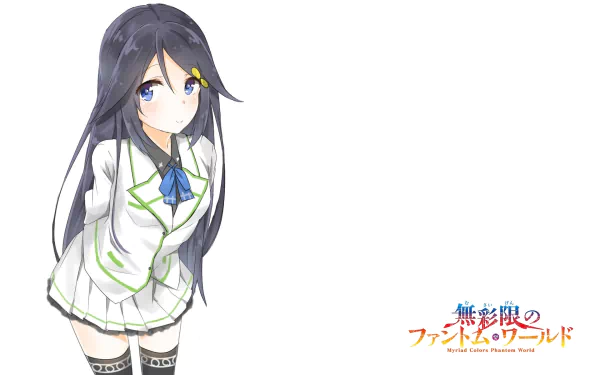 Anime-inspired HD wallpaper featuring a character from Myriad Colors Phantom World. The design showcases vibrant colors and detailed art against a minimalist background.