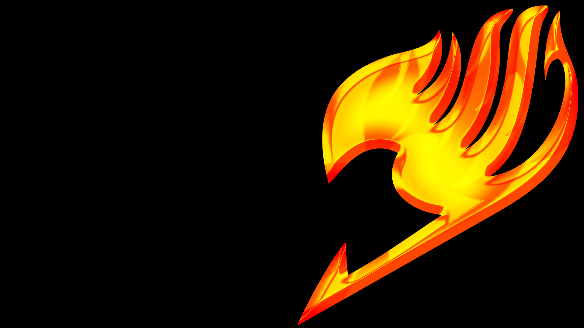 HD desktop wallpaper featuring the iconic logo of the Fairy Tail guild from the anime, set against a sleek black background.