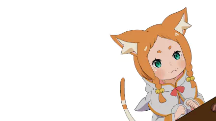 HD PC desktop wallpaper featuring Mimi Pearlbaton from the anime Re:Zero - Starting Life in Another World, showcasing her feline ears and charming expression.