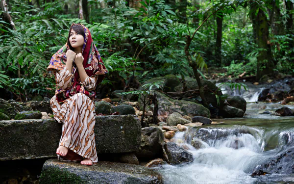 stream outdoor woman asian HD Desktop Wallpaper | Background Image