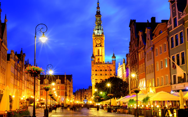 city light night house street Poland man made Gdansk HD Desktop Wallpaper | Background Image
