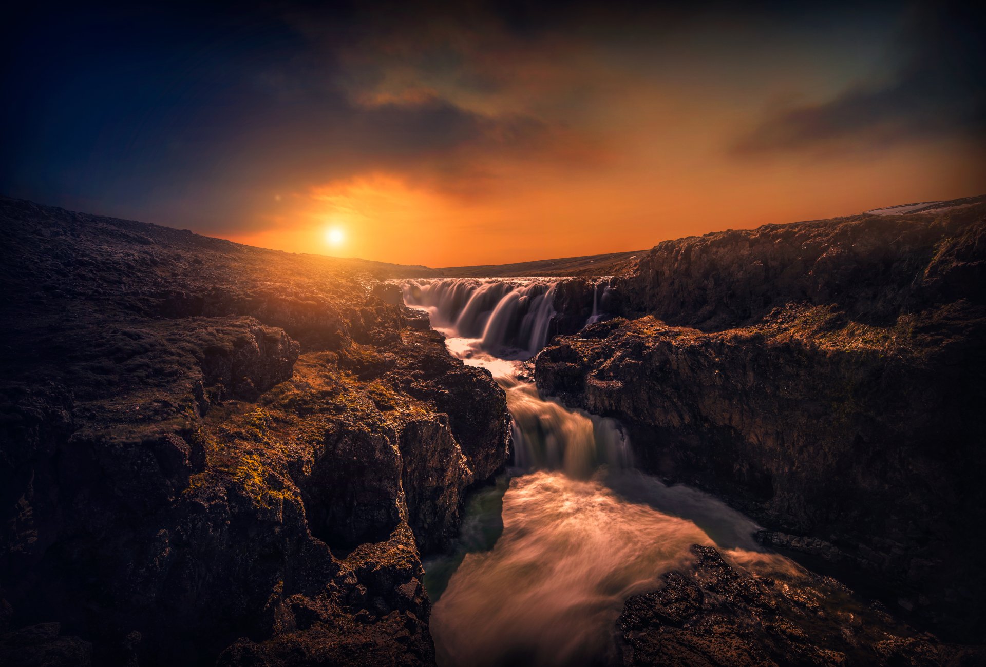 Download River Sunset Nature Waterfall 4k Ultra HD Wallpaper ...