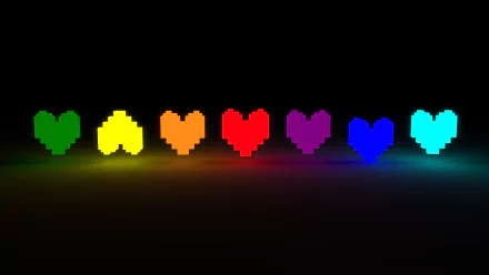 HD Undertale wallpaper featuring a row of colorful pixel hearts against a dark background.