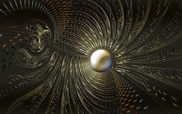 Abstract Fractal Ball Gold Silver HD Wallpaper | Background Image