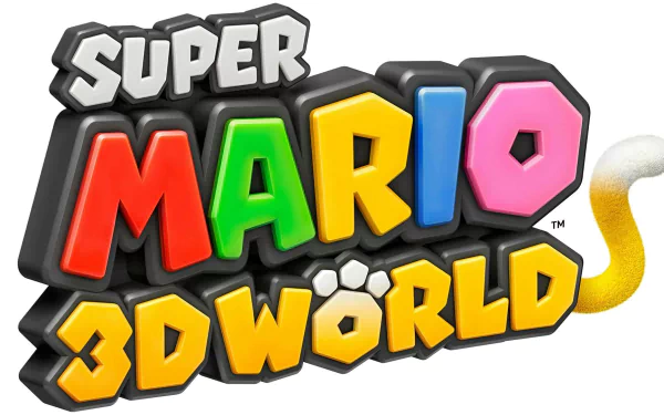 HD desktop wallpaper featuring the logo of Super Mario 3D World with stylized 3D lettering.
