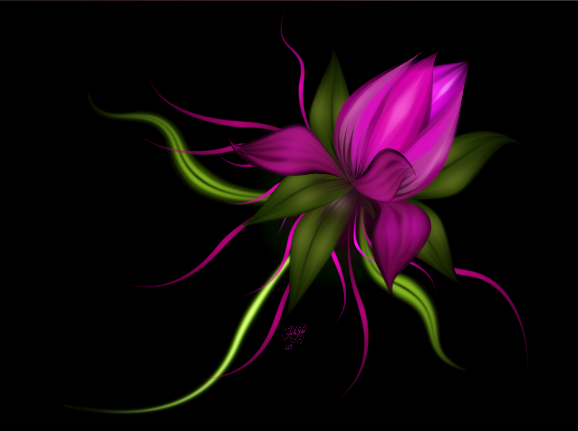 Download Purple Flower Green Bud Artistic Flower HD Wallpaper by