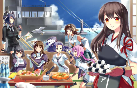 Akagi (Kancolle) Hiei (Kancolle) Tenryuu (Kancolle) Anime Kantai Collection HD Desktop Wallpaper | Background Image