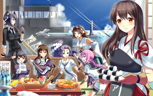 Akagi (Kancolle) Hiei (Kancolle) Tenryuu (Kancolle) Anime Kantai Collection HD Desktop Wallpaper | Background Image