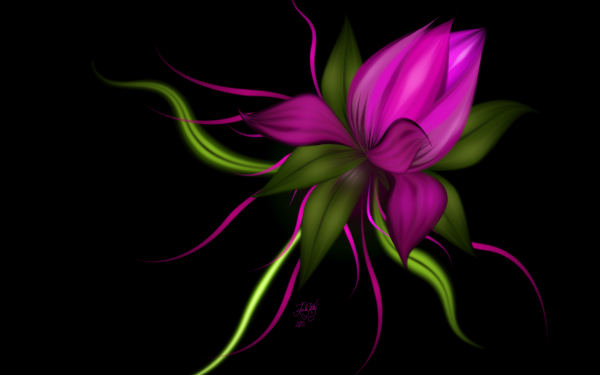 Artistic Flower Flowers Bud Green Purple Flower HD Wallpaper | Background Image