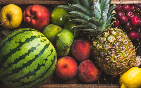 lemon apple cherry peach pineapple watermelon food fruit HD Desktop Wallpaper | Background Image