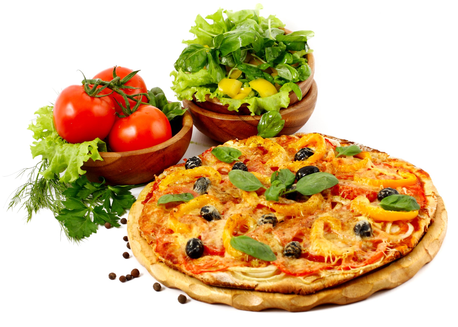 Download Salad Tomato Food Pizza 4k Ultra HD Wallpaper