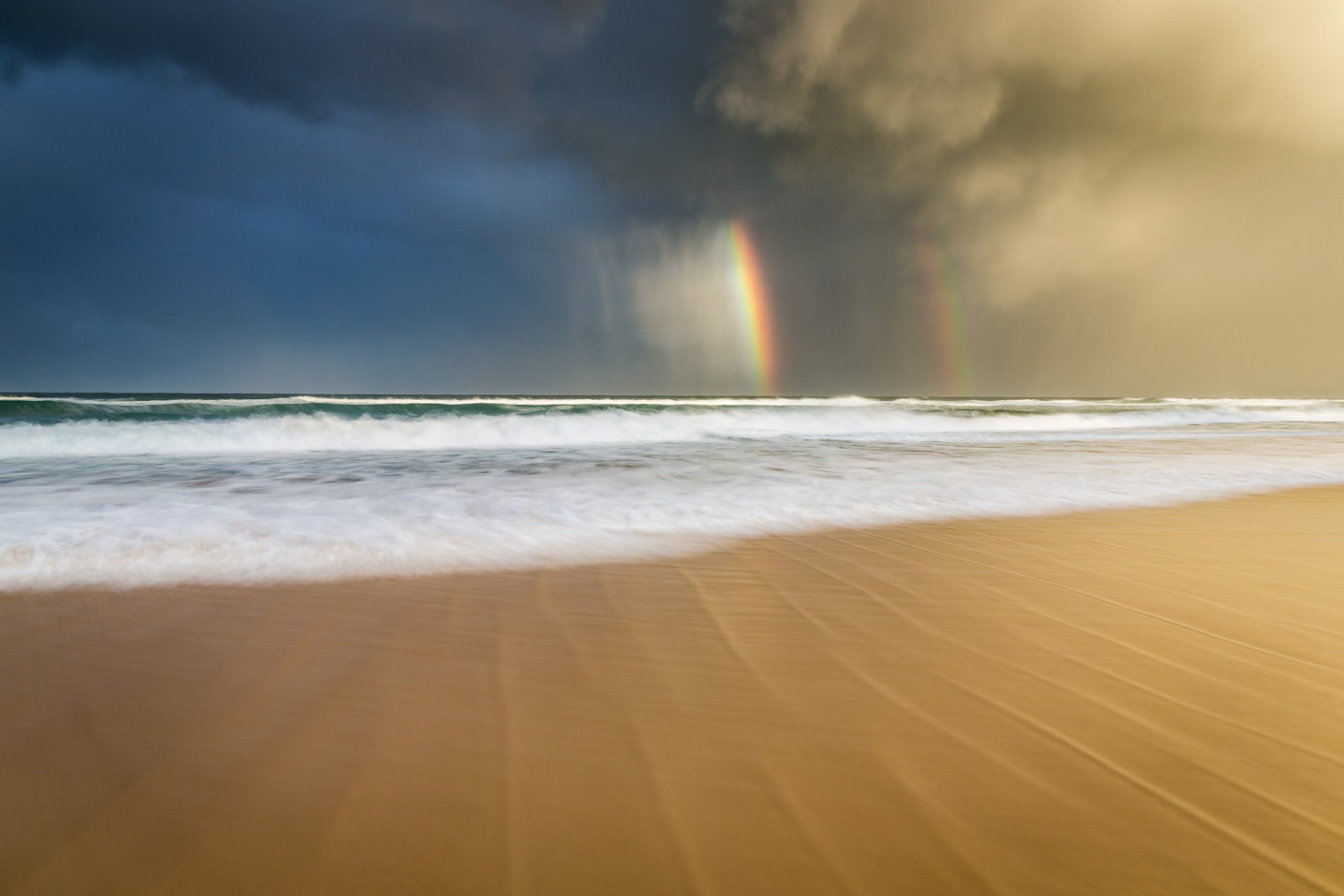 Download Cloud Rainbow Beach Sand Horizon Nature Ocean HD Wallpaper by Duncan Fawkes