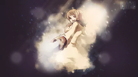 Nami from One Piece is featured in this captivating 4K Ultra HD desktop wallpaper, showcasing her vibrant character amidst a dreamy, ethereal backdrop.