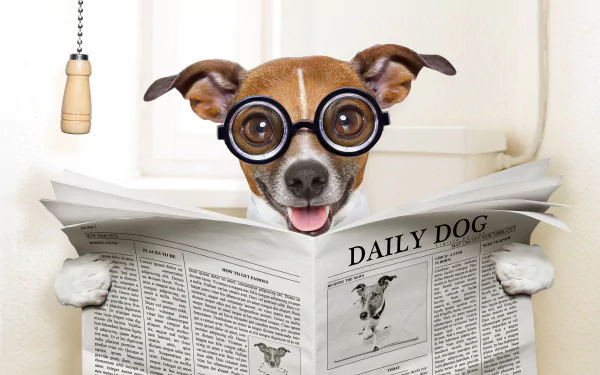 newspaper toilet funny dog HD Desktop Wallpaper | Background Image