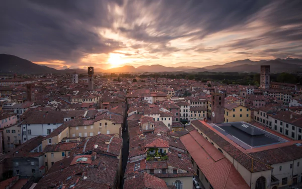 building sunrise house Lucca Italy Tuscany man made town HD Desktop Wallpaper | Background Image