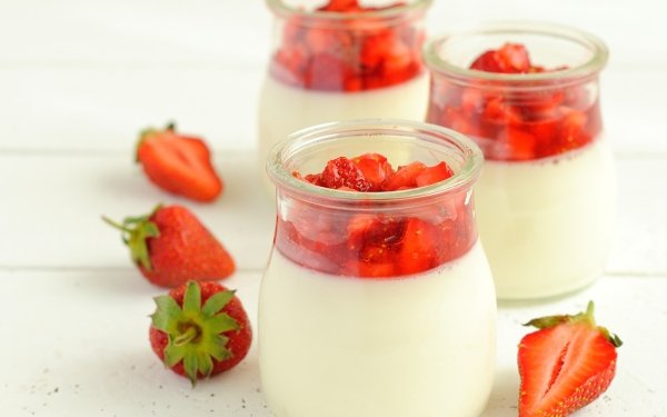 Food Yogurt Glass Strawberry Fruit HD Wallpaper | Background Image