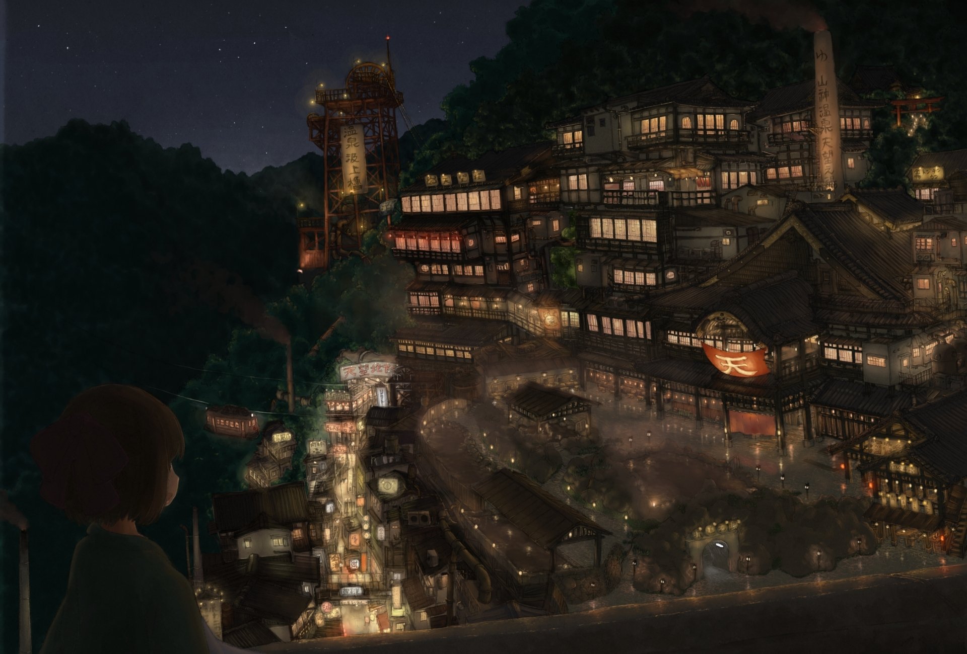 Enchanting Anime City: A Stunning HD Wallpaper Experience