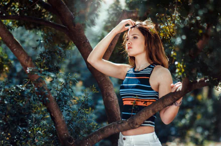 sunny outdoor brunette woman model HD Desktop Wallpaper | Background Image