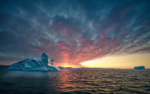 Earth Iceberg Glacier Ocean Sea Greenland Sunset Cloud HD Wallpaper | Background Image