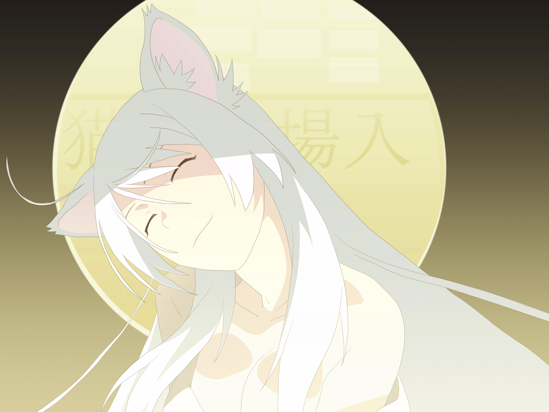 HD PC desktop wallpaper featuring Black Hanekawa, also known as Tsubasa Hanekawa, from the Monogatari anime series with a soft, calming background.