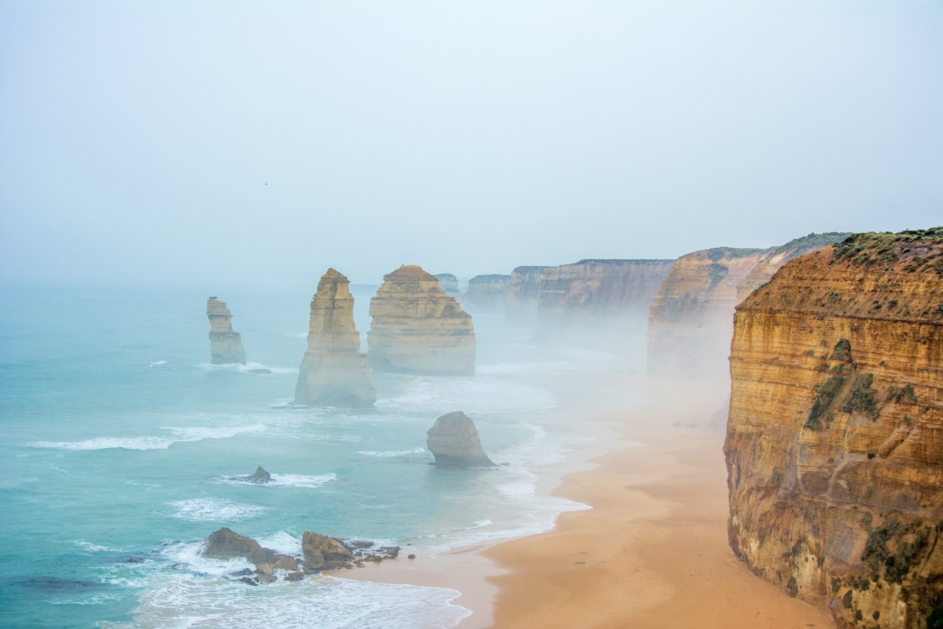 Download Fog Ocean Cliff Beach Australia Nature The Twelve Apostles 4k Ultra HD Wallpaper