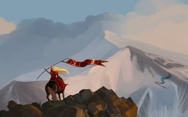 Fantasy Women Warrior Woman Warrior Blonde Mountain Banner HD Wallpaper | Background Image
