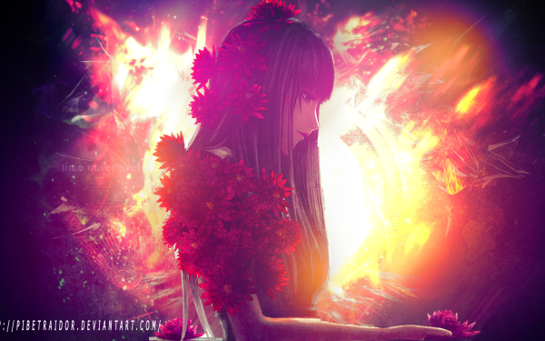 Anime Death Parade Chiyuki Black Hair Flower Long Hair HD Wallpaper | Background Image