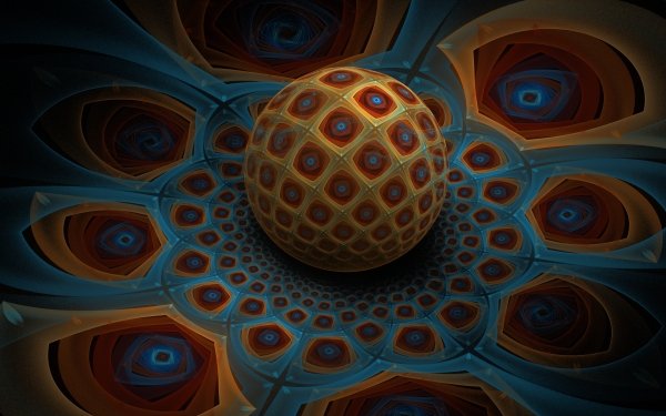 Abstract Fractal Sphere Blue HD Wallpaper | Background Image