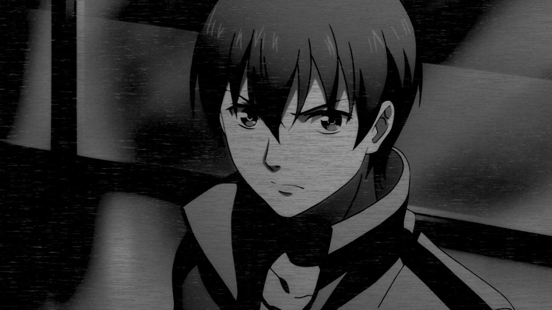 HD anime desktop wallpaper featuring Kensuke Hanasaki from Trickster: Edogawa Ranpo Shounen Tanteidan in a dramatic black-and-white scene.