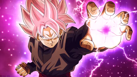 HD desktop wallpaper featuring Super Saiyan Rosé Black Goku from Dragon Ball Super, with vivid colors and detailed anime art style.