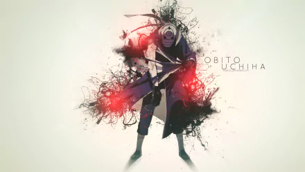 A stylized HD wallpaper featuring Obito Uchiha from the anime Naruto, showcasing dynamic colors and abstract elements that emphasize his character.