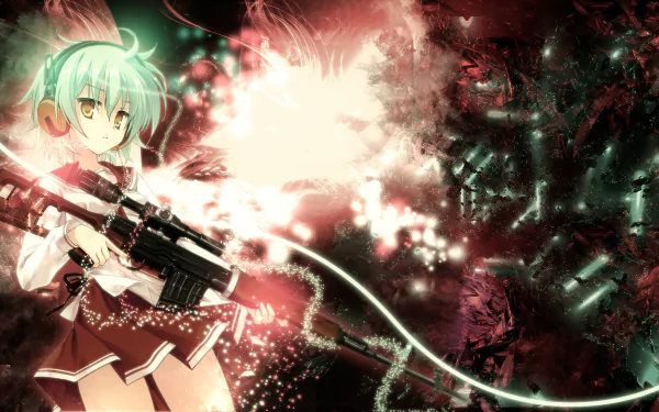 HD PC desktop wallpaper featuring Reki from the anime Aria the Scarlet Ammo, showcasing vibrant colors and dynamic action elements.