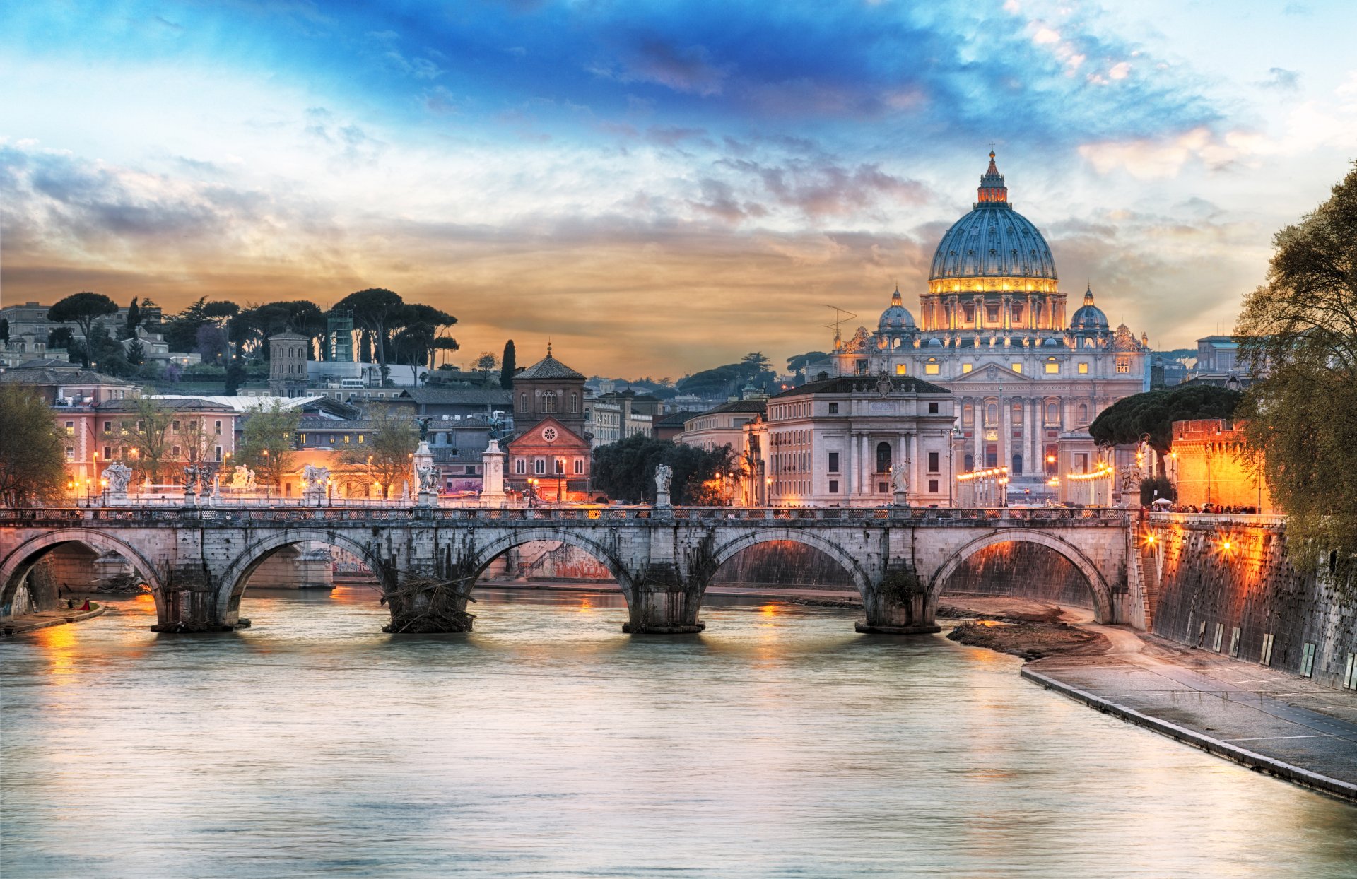 Download Italy Dome River City Bridge Man Made Rome 4k Ultra HD Wallpaper