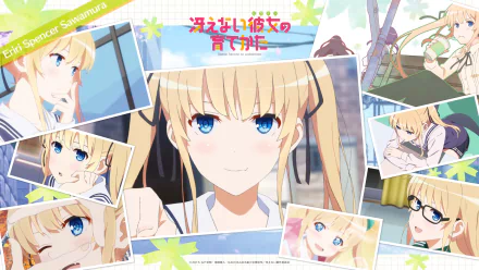 HD wallpaper featuring characters from Saekano: How to Raise a Boring Girlfriend, showcasing a collage of expressions and scenes highlighting vibrant anime aesthetics.