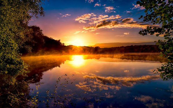 Nature Reflection Sunrise Lake HD Wallpaper | Background Image