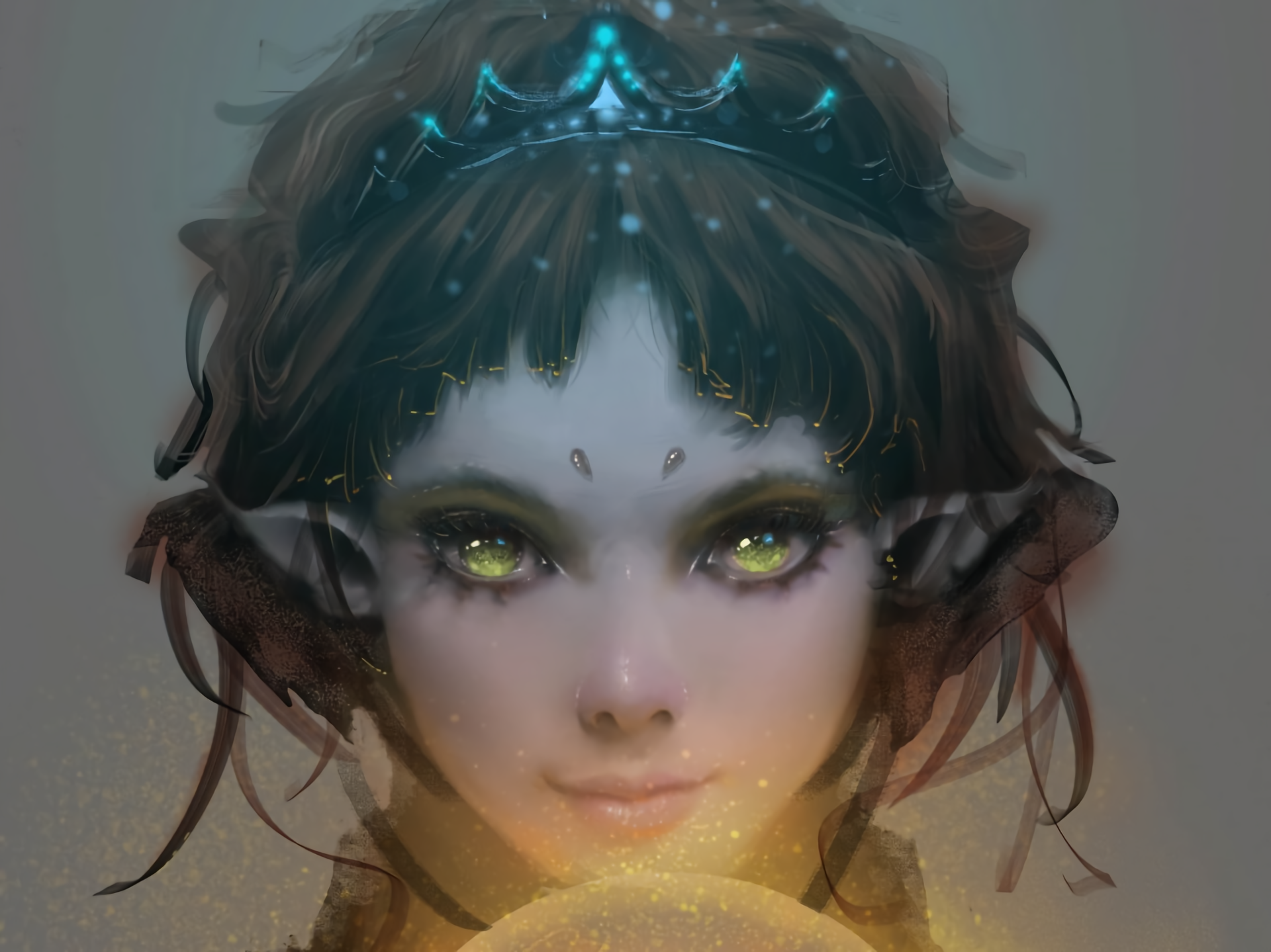 Download Yellow Eyes Elf Little Girl Fantasy Child HD Wallpaper