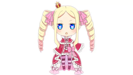 Anime-inspired HD wallpaper featuring Beatrice from Re:Zero - Starting Life in Another World, showcasing her distinct pink outfit and character design.
