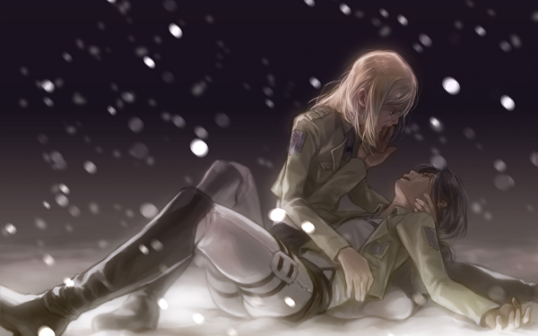 Anime Attack On Titan Ymir Historia Reiss Shingeki No Kyojin Lying Down Tears Crying Sad Boots Uniform Jacket Blonde Black Hair HD Wallpaper | Background Image