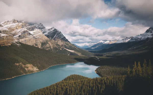 panorama cloud aerial forest mountain Canada lake nature landscape peyto lake HD Desktop Wallpaper | Background Image