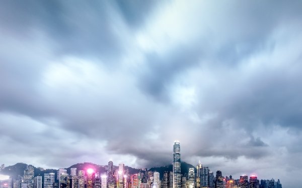 Man Made Hong Kong Cities China City Cloud Building Skyscraper HD Wallpaper | Background Image