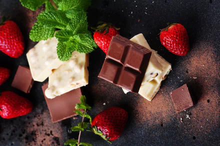 mint chocolate strawberry food still life HD Desktop Wallpaper | Background Image
