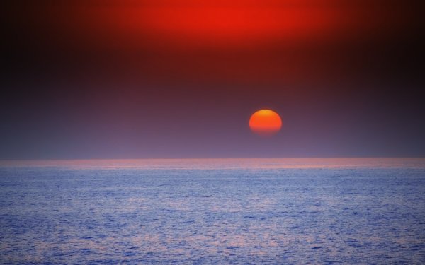 Earth Ocean Sunset Sun Nature Horizon Sky HD Wallpaper | Background Image