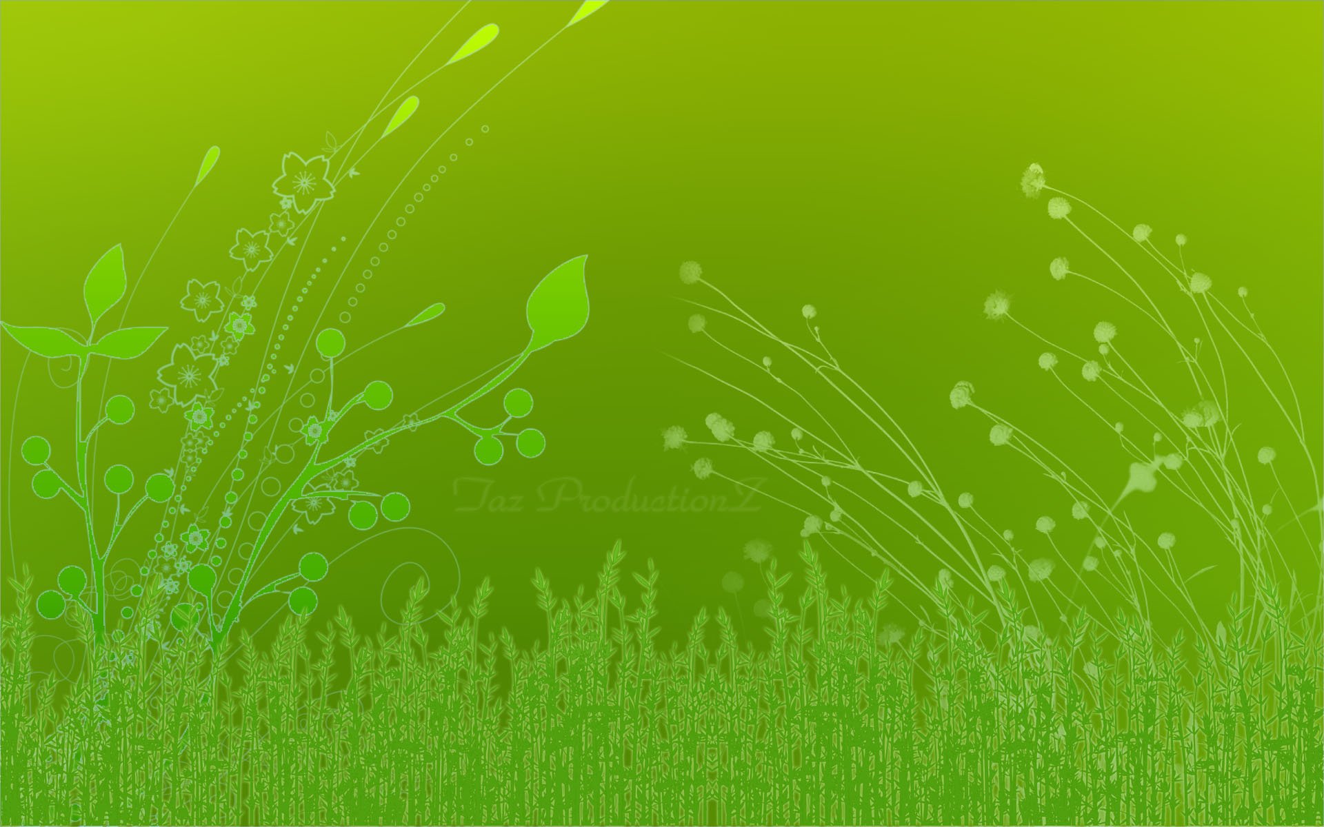 HD desktop wallpaper featuring an artistic nature theme with delicate floral designs and lush green tones.