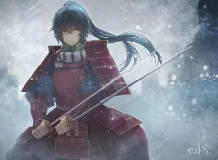 HD wallpaper featuring Soujiro from Log Horizon, displaying him in a dynamic pose with his sword, set against a misty background that enhances the anime's mystical atmosphere.